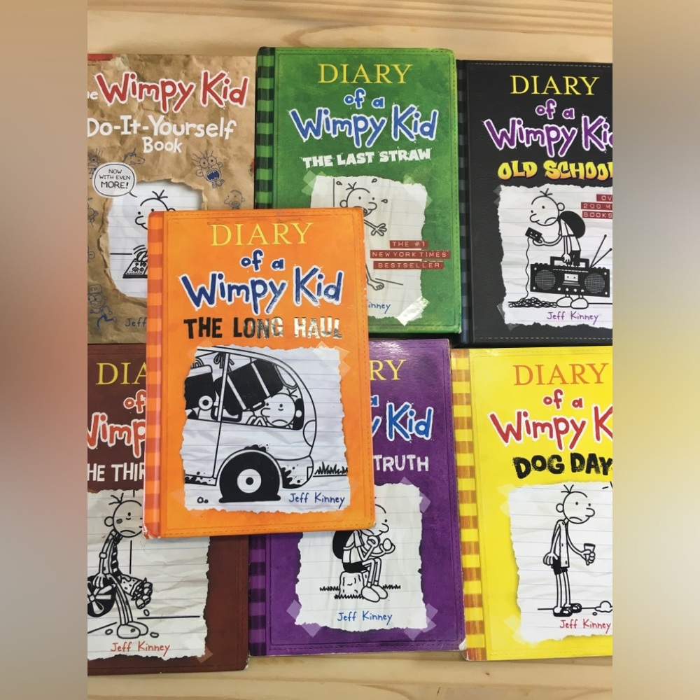 Lot of 7 Diary Of A Wimpy Kid Hardcover & Paperback Books Movie Diary Hard Luck